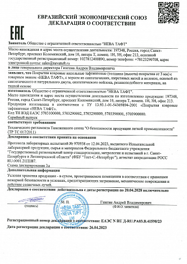 Евразийский Экономический Союз - Декларация о соответствии